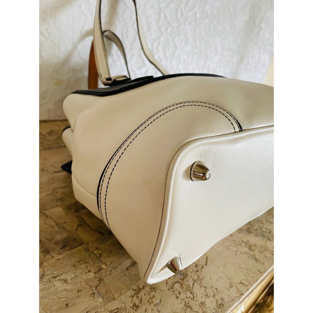 Vtg Coach Hampton off white/ black Legacy leather tote shoulder bag handbag 9605 - Picture 7 of 13
